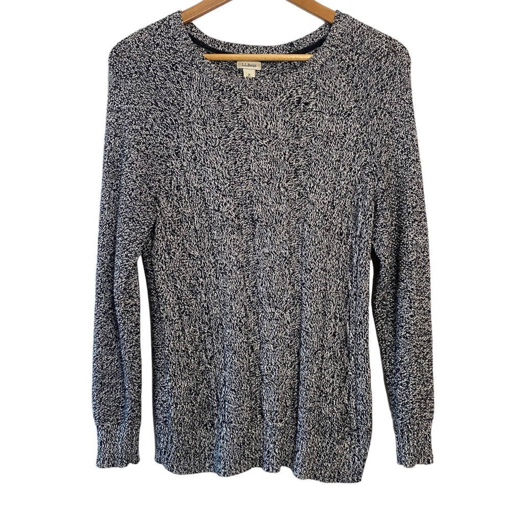 L.L. Bean Cable Knit Cotton Women’s Sweater Size Medium Capsule Timeless Marbled